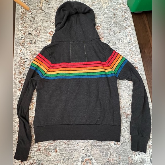 ‼️RARE‼️🎸AVIATOR NATION🎸6 Stripe Retro Zip Hoodie in Charcoal✨size XS✨ - Picture 10 of 11